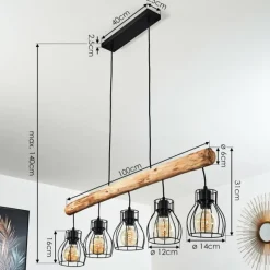 Lampes Industrielles-hofstein Suspension Gondo Brun, Noir, 5 lumières