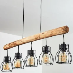 Lampes Industrielles-hofstein Suspension Gondo Brun, Noir, 5 lumières