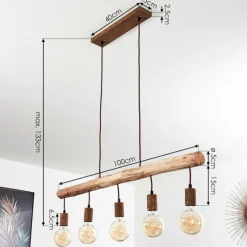 Lampes Vintages & Rétros-hofstein Suspension Gondo Brun, Rouille, 5 lumières