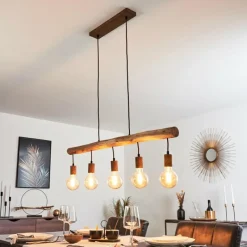 Lampes Vintages & Rétros-hofstein Suspension Gondo Brun, Rouille, 5 lumières