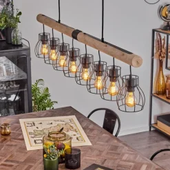 Lampes En Bois-hofstein Suspension Gondo Écru, 8 lumières