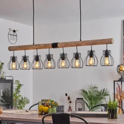 Lampes En Bois-hofstein Suspension Gondo Écru, 8 lumières