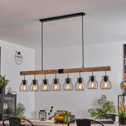 Lampes En Bois-hofstein Suspension Gondo Écru, 8 lumières