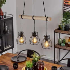 Luminaires Scandinaves-hofstein Suspension Gondo Écru, Noir, 3 lumières