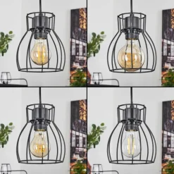 Luminaires Scandinaves-hofstein Suspension Gondo Écru, Noir, 3 lumières