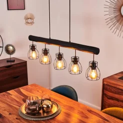 Luminaires Scandinaves-hofstein Suspension Gondo Noir, 5 lumières