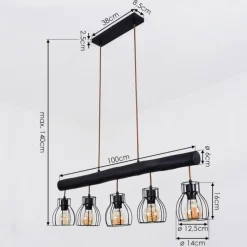 Luminaires Scandinaves-hofstein Suspension Gondo Noir, 5 lumières