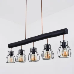 Luminaires Scandinaves-hofstein Suspension Gondo Noir, 5 lumières