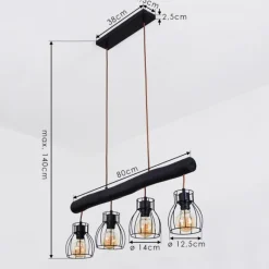Luminaires Scandinaves-hofstein Suspension Gondo Noir, 4 lumières