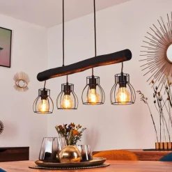 Luminaires Scandinaves-hofstein Suspension Gondo Noir, 4 lumières