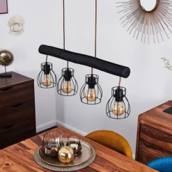 Luminaires Scandinaves-hofstein Suspension Gondo Noir, 4 lumières