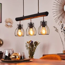 Luminaires Scandinaves-hofstein Suspension Gondo Noir, 3 lumières