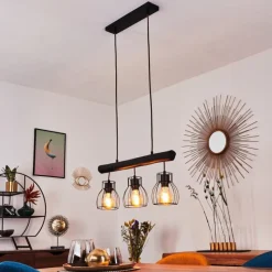 Luminaires Scandinaves-hofstein Suspension Gondo Noir, 3 lumières