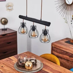 Luminaires Scandinaves-hofstein Suspension Gondo Noir, 3 lumières