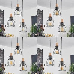 Luminaires Scandinaves-hofstein Suspension Gondo Noir, 3 lumières