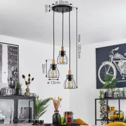 Luminaires Scandinaves-hofstein Suspension Gondo Noir, 3 lumières