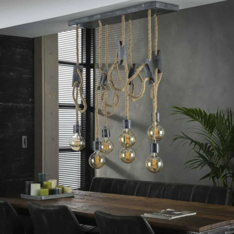 Lampes Industrielles-hofstein Suspension GRAAUW Brun, Gris, 7 lumières