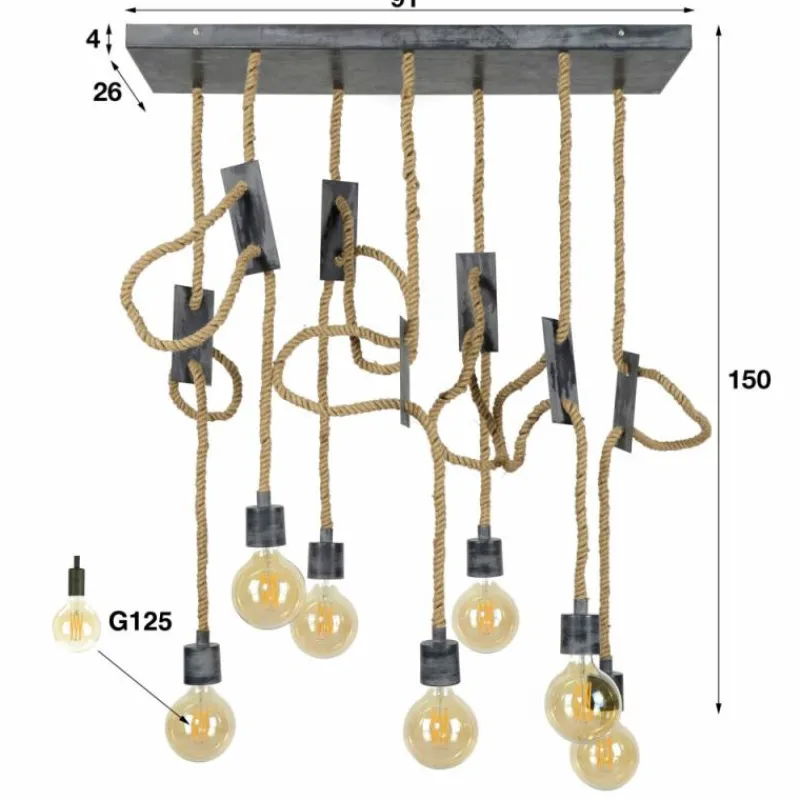 Lampes Industrielles-hofstein Suspension GRAAUW Brun, Gris, 7 lumières
