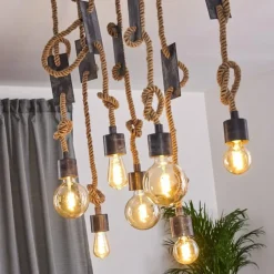 Luminaires Scandinaves-hofstein Suspension Graauw Brun, Gris, 7 lumières