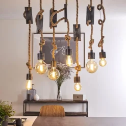 Luminaires Scandinaves-hofstein Suspension Graauw Brun, Gris, 7 lumières