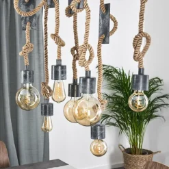 Luminaires Scandinaves-hofstein Suspension Graauw Brun, Gris, 7 lumières