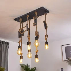 Luminaires Scandinaves-hofstein Suspension Graauw Brun, Gris, 7 lumières