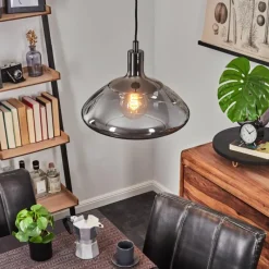 Suspension Verre Fumé-hofstein Suspension Graneros Nickel mat, Noir, 1 lumière