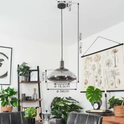 Suspension Verre Fumé-hofstein Suspension Graneros Nickel mat, Noir, 1 lumière