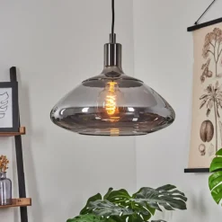 Suspension Verre Fumé-hofstein Suspension Graneros Nickel mat, Noir, 1 lumière