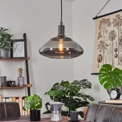 Suspension Verre Fumé-hofstein Suspension Graneros Nickel mat, Noir, 1 lumière