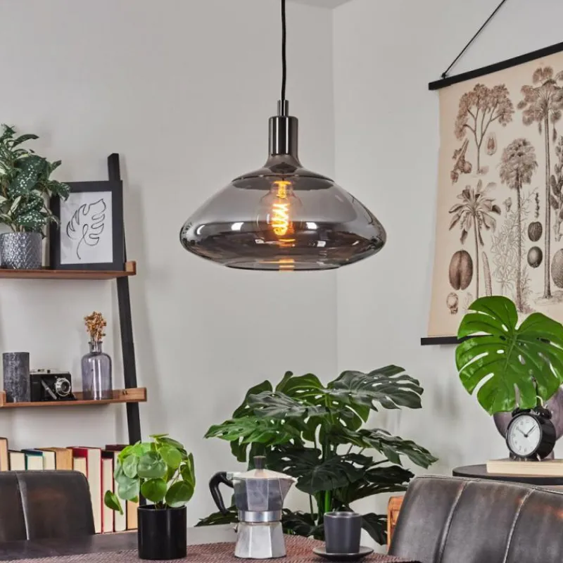 Suspension Verre Fumé-hofstein Suspension Graneros Nickel mat, Noir, 1 lumière