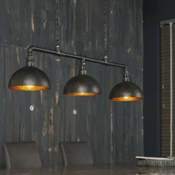 Lampes Industrielles-hofstein Suspension GROENEKAN Noir, 3 lumières