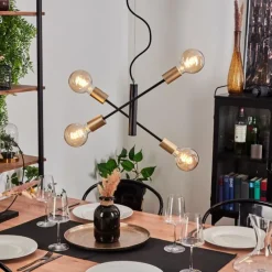 Lampes Vintages & Rétros-hofstein Suspension Gryon Laiton, Noir, 4 lumières