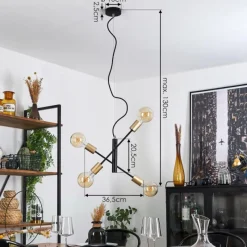 Lampes Vintages & Rétros-hofstein Suspension Gryon Laiton, Noir, 4 lumières