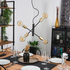 Lampes Vintages & Rétros-hofstein Suspension Gryon Laiton, Noir, 4 lumières