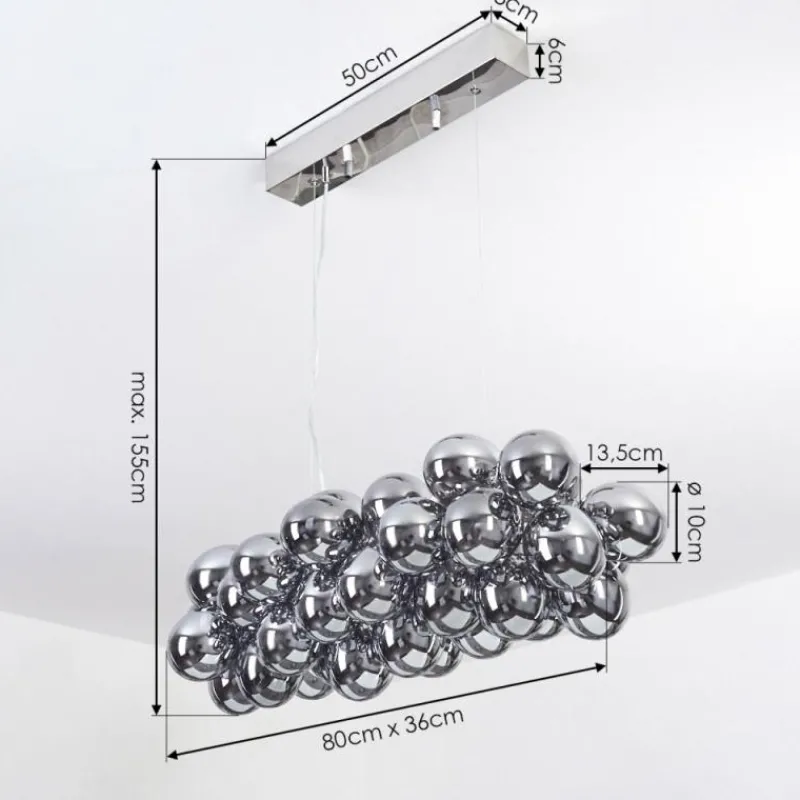 Suspension Verre Fumé-hofstein Suspension Guabas Chrome, 8 lumières