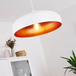 Luminaires Scandinaves-hofstein Suspension Guayo Cuivre, Blanc, 1 lumière