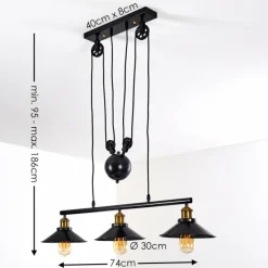 Lampes Dorées-hofstein Suspension Gudem Noir doré, 3 lumières