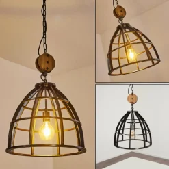 Lampes Vintages & Rétros-hofstein Suspension Haervej Bois clair, Noir, 1 lumière