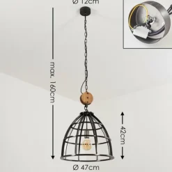 Lampes Vintages & Rétros-hofstein Suspension Haervej Bois clair, Noir, 1 lumière