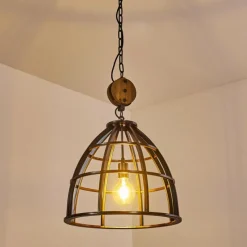 Lampes Vintages & Rétros-hofstein Suspension Haervej Bois clair, Noir, 1 lumière