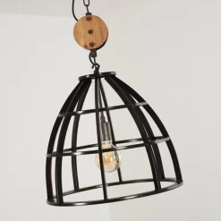 Lampes Vintages & Rétros-hofstein Suspension Haervej Bois clair, Noir, 1 lumière