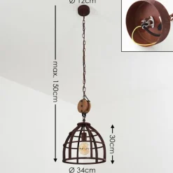 Lampes Vintages & Rétros-hofstein Suspension Haervej Brun, Rouille, 1 lumière