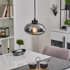 Suspension Verre Fumé-hofstein Suspension Haikala Noir, 1 lumière