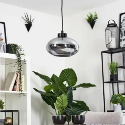 Suspension Verre Fumé-hofstein Suspension Haikala Noir, 1 lumière