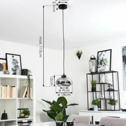 Suspension Verre Fumé-hofstein Suspension Haikala Noir, 1 lumière