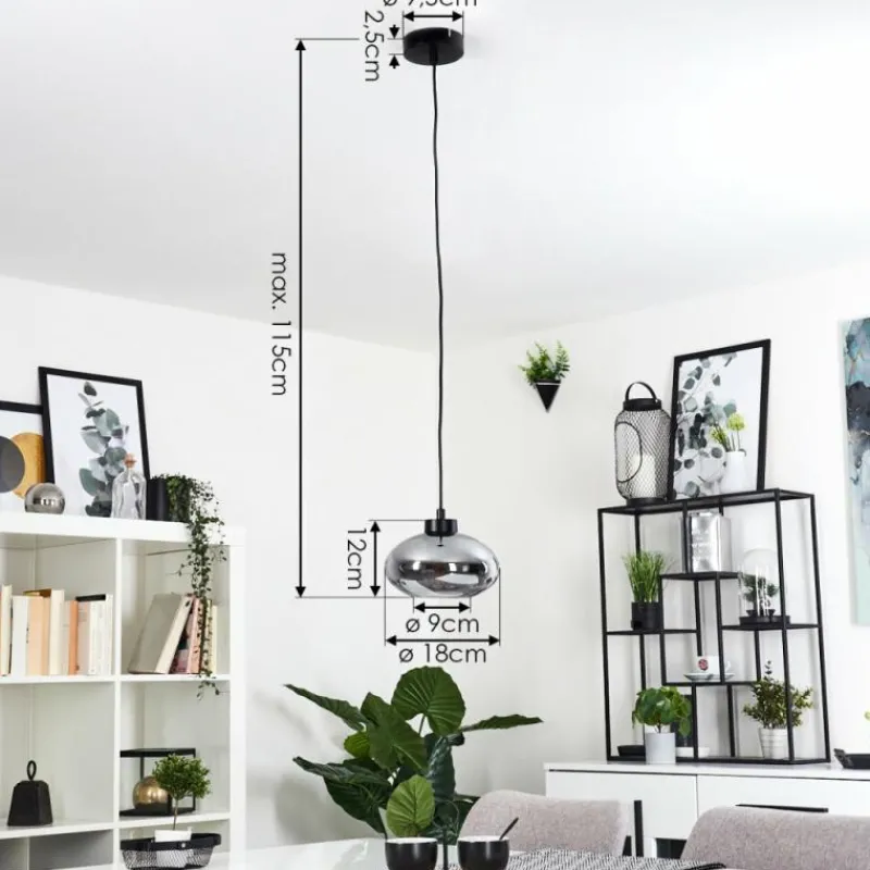 Suspension Verre Fumé-hofstein Suspension Haikala Noir, 1 lumière