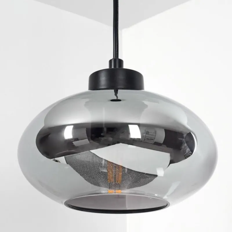 Suspension Verre Fumé-hofstein Suspension Haikala Noir, 1 lumière