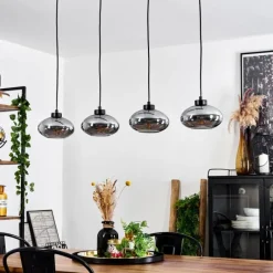 Suspension Verre Fumé-hofstein Suspension Haikala Noir, 4 lumières