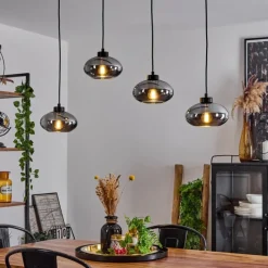 Suspension Verre Fumé-hofstein Suspension Haikala Noir, 4 lumières